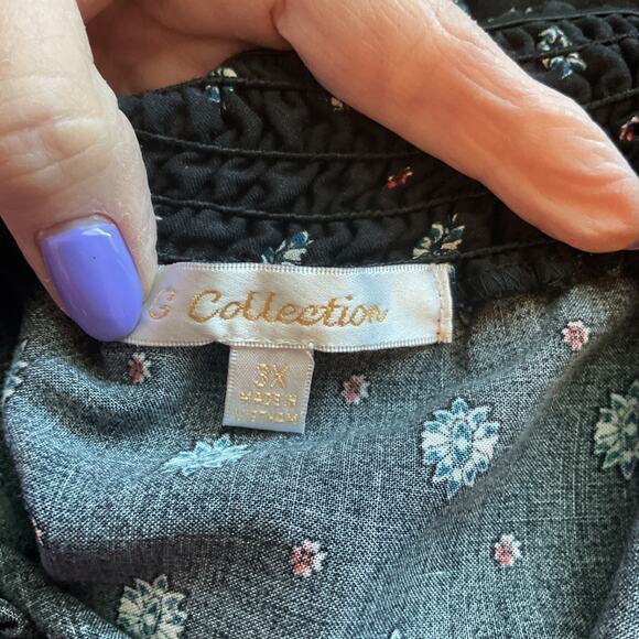 G Collection Black Off Shoulder paisley Hem short Sleeve Dress Plus 3X - Picture 4 of 7